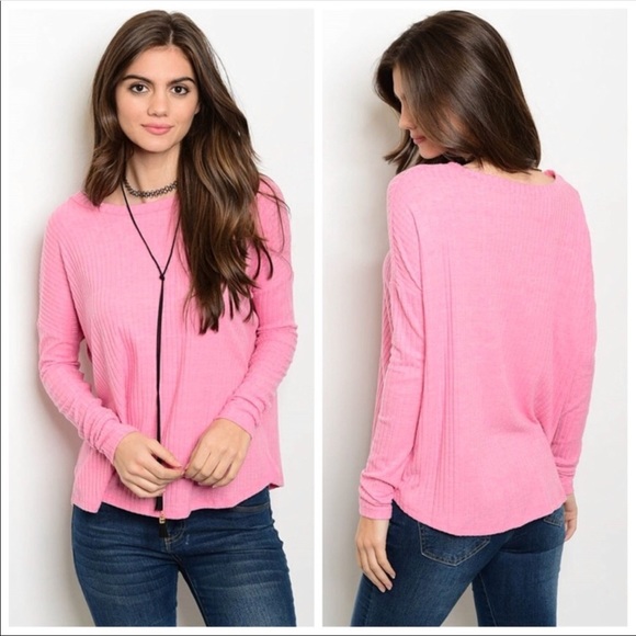 Pink long sleeve ribbed top - Picture 2 of 6